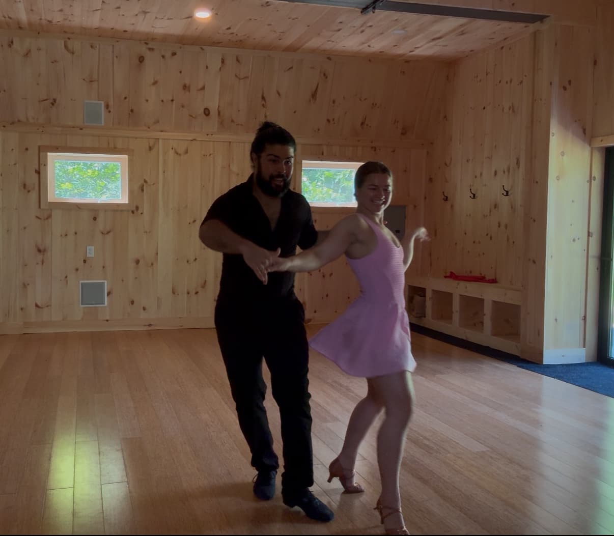 Doug teaching a ballroom lesson in the studio where Ballroom Booking is built